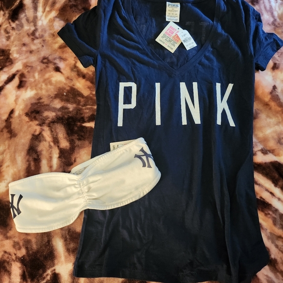 NWT Victorias Secret PINK limited edition NY YANKEES BUNDLE XS - Picture 2 of 8